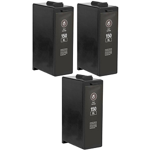 Compatible 3 Pack Lexmark 150XL 14N1614 Black  High Yield Ink Cartridge Pro 715 915
